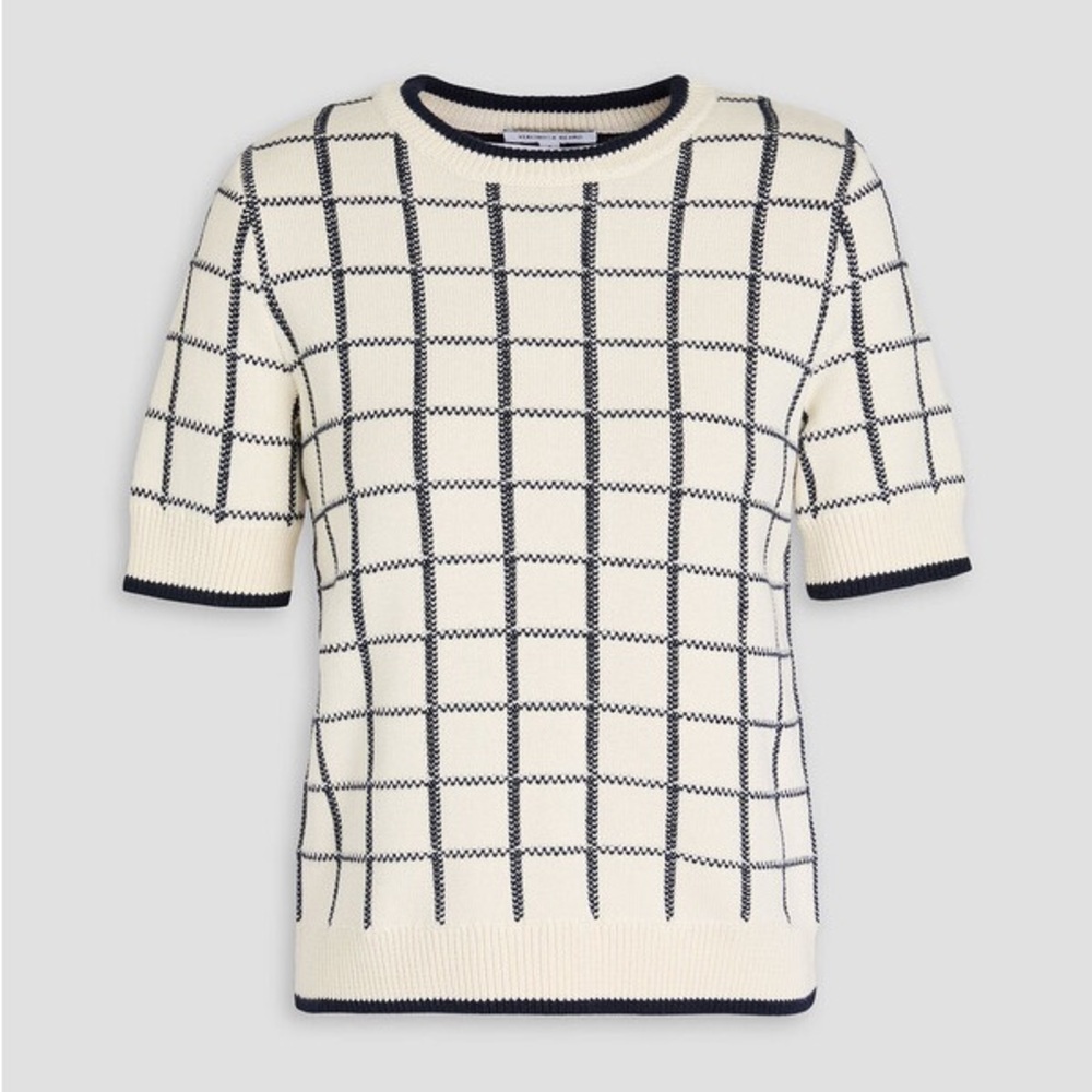 NWT Veronica Beard Krissa Checked Jacquard Knit Pullover